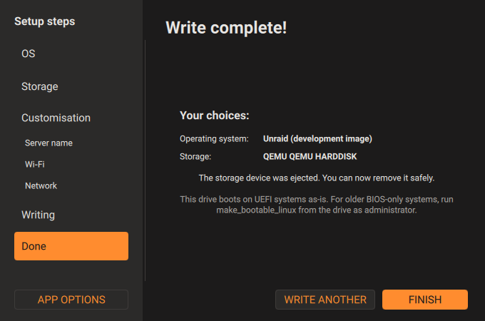 USB Creator write
complete